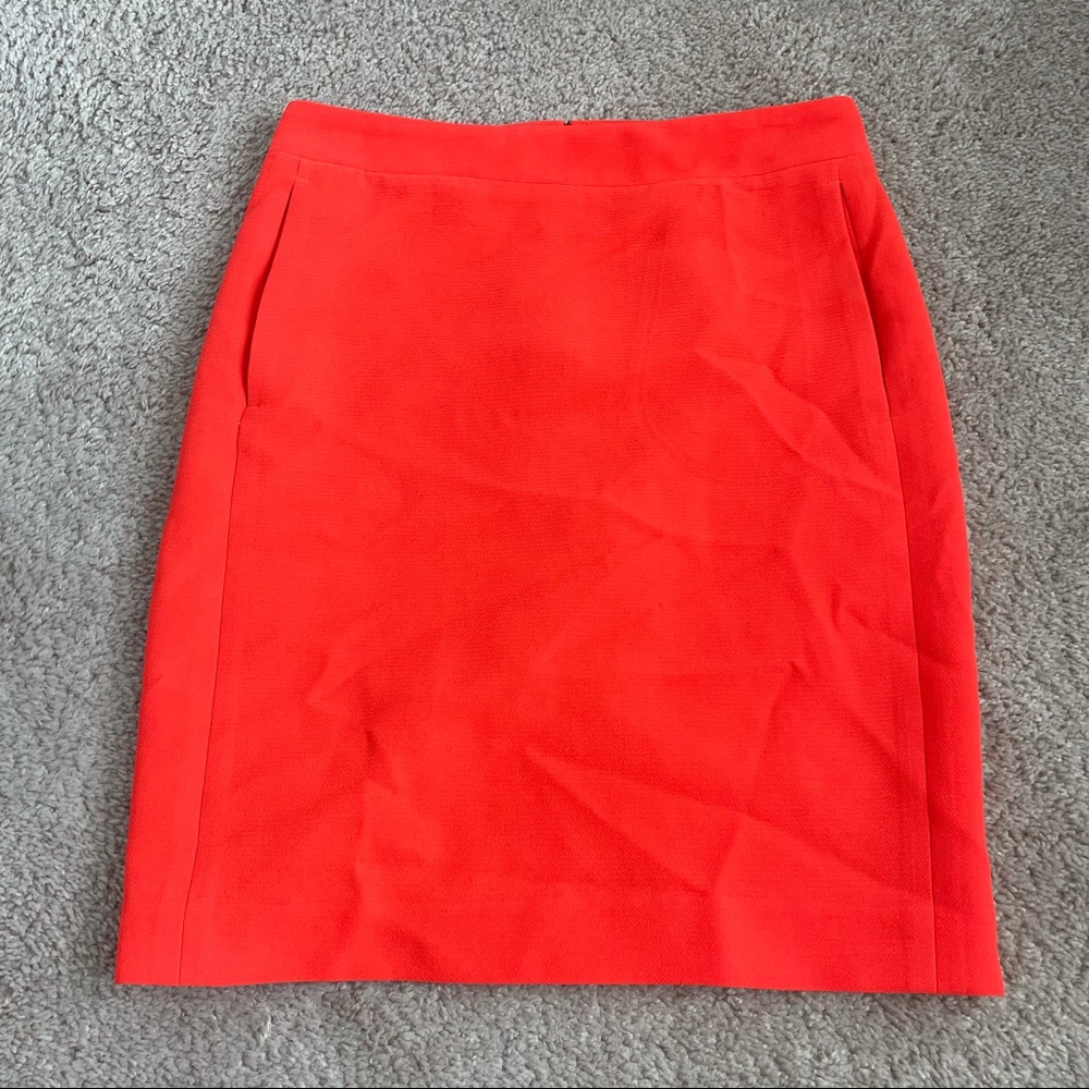J.Crew The Pencil Skirt Red Orange with Pockets
